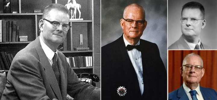 collage of 4 photos of W. Edwards Deming 