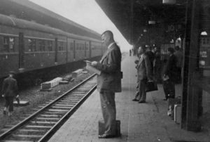 W. Edwards Deming at a train station in Japan
