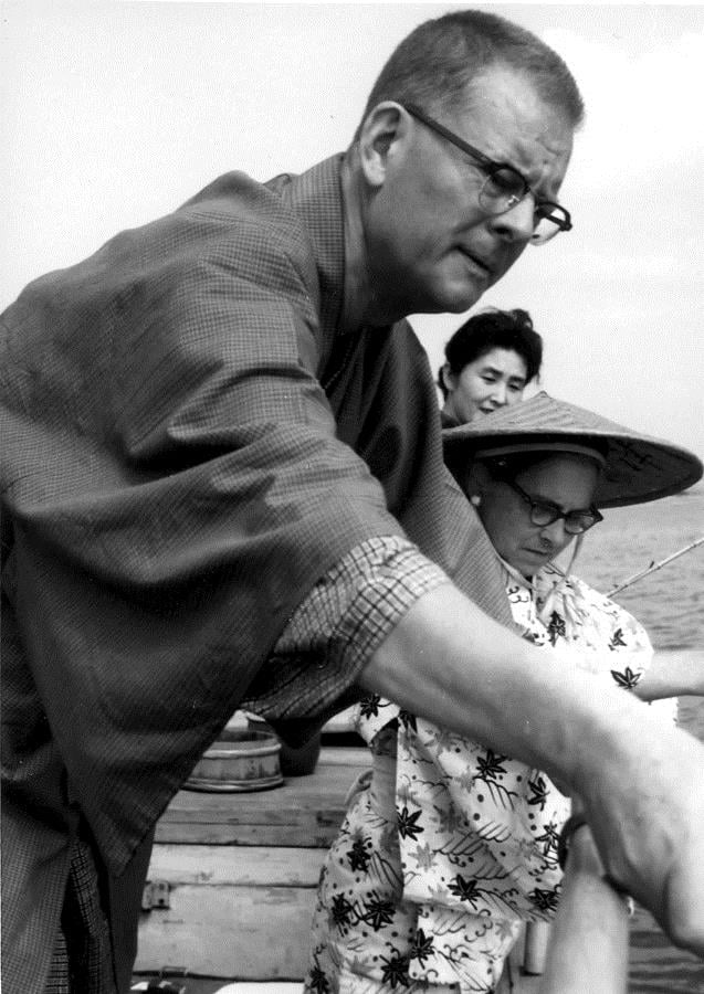 W. Edwards Deming with Lola (his wife) on a pearl diving boat at Mikimoto in Japan