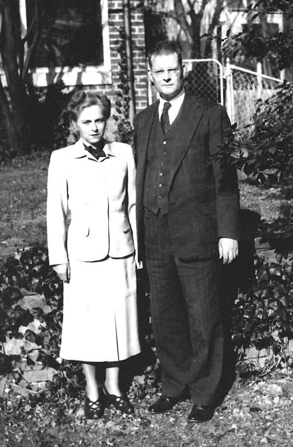 W. Edwards Deming with Lola (his wife) in their yard