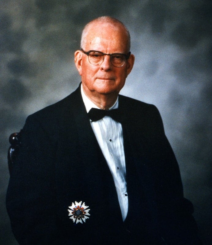 W. Edwards Deming wearing his Second Order Medal of the Sacred Treasure