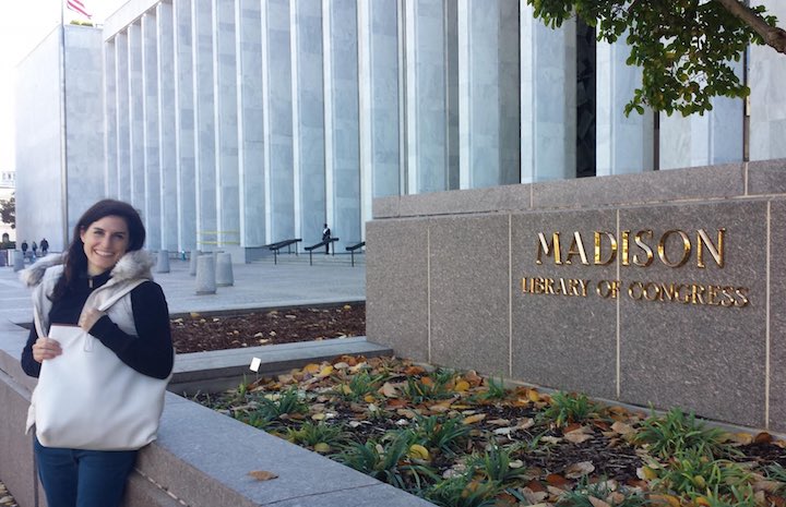 Luciana Paulise outside the Madison building of the Library of Congress