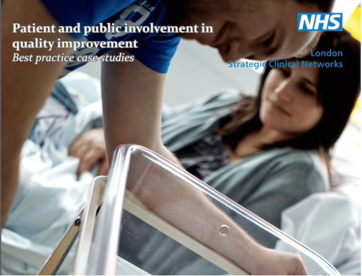 image of patient involvement in quality improvement graphic with image of new mother and father (presumably)