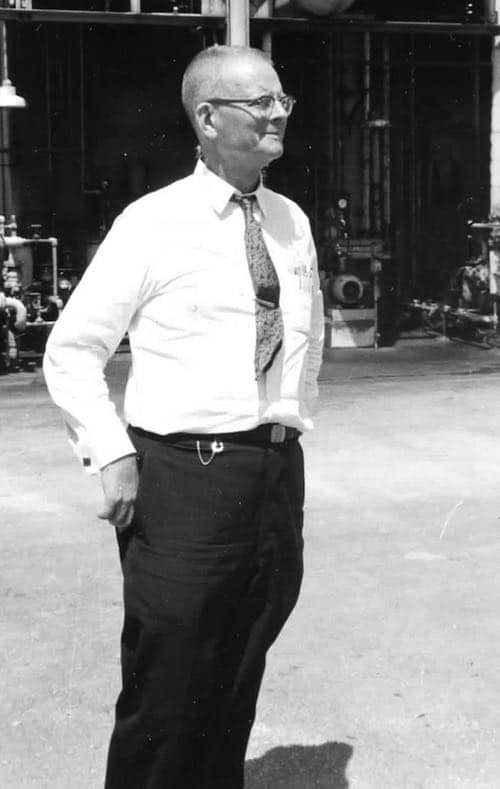 photo of W. Edwards Deming, touring a plant in the 1950s