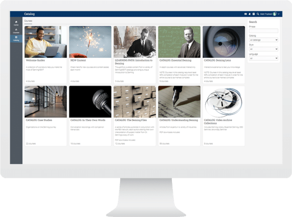 Computer screen showing DemingNext dashboard