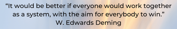 “It would be better if everyone would work together as a system, with the aim for everybody to win.” W. Edwards Deming